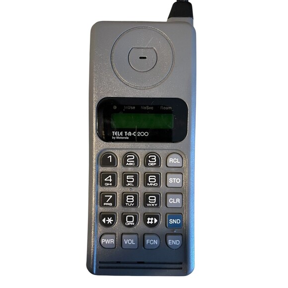 Vintage Motorola TELE TAC 200 Phone Original Box Manual Charger & Case POWERS UP - Picture 2 of 9